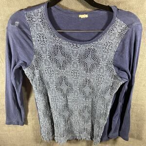 j crew women top medium cottagecore lagenlook boho crochet lace fairy layered
